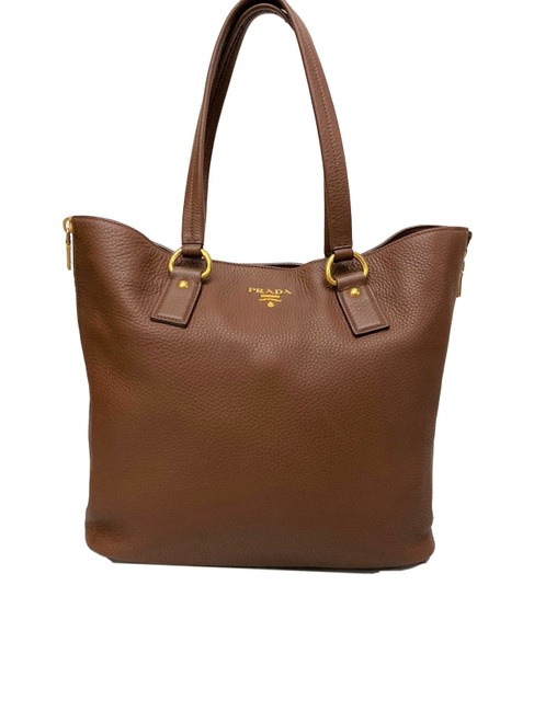 Prada Vitello Daino Brown Leather Tote