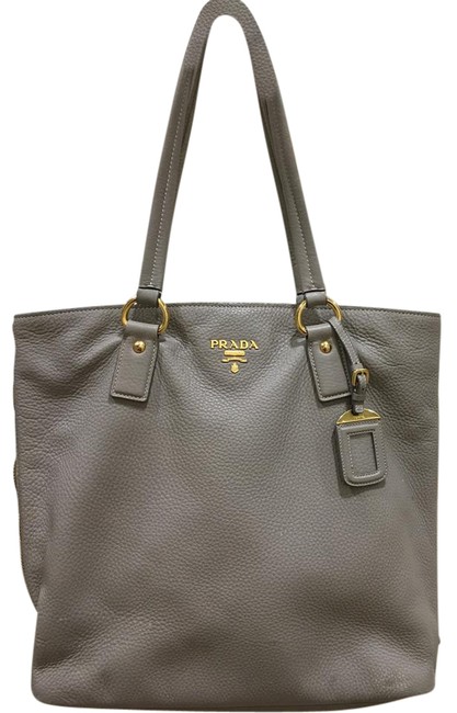 Prada Vitello Daino Grey Leather Tote