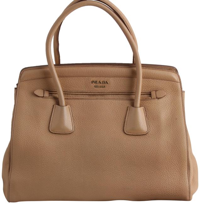 Prada Vitello Daino Hazelnut Grained Brown Leather Tote