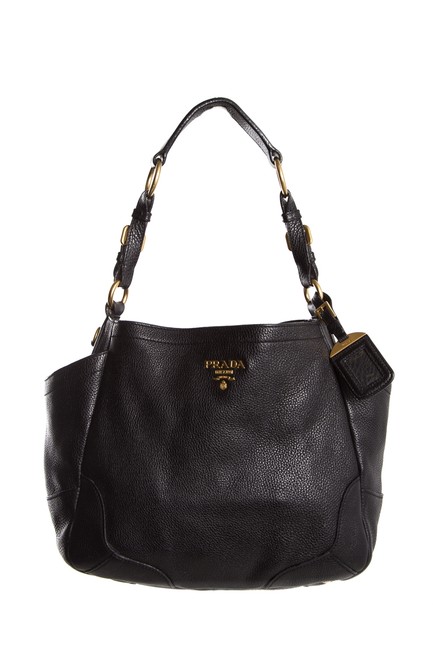 Prada Vitello Daino Leather Black Tote