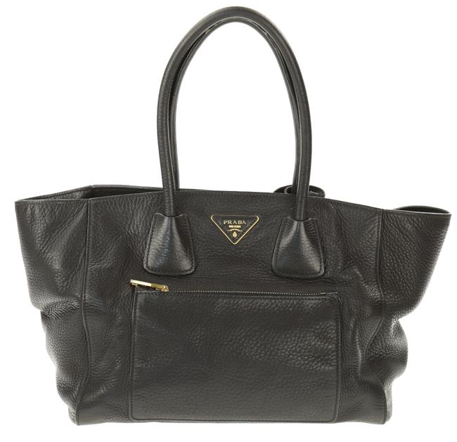 Prada Vitello Daino Phenix Black Leather Tote