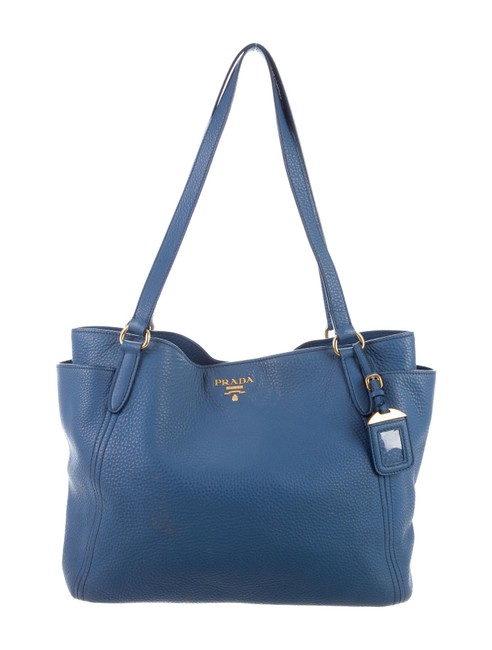 Prada Vitello Daino Shopping Blue Leather Tote