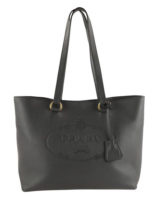 Prada Vitello Daino Shopping Embossed Grey Leather Tote