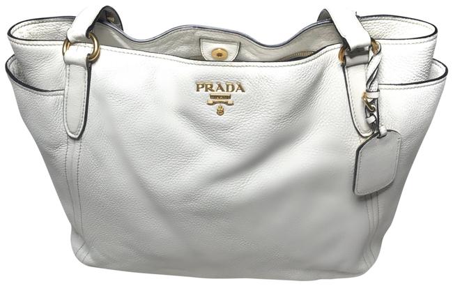 Prada Vitello Daino Pocket White Tote