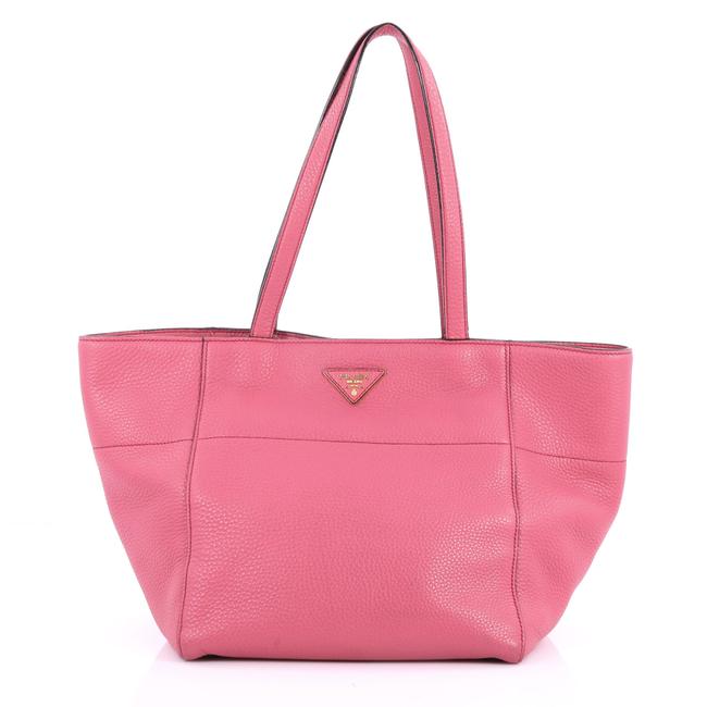 Prada Vitello Daino Open Small Pink Leather Tote