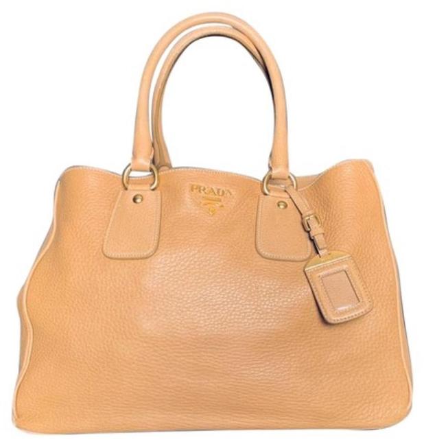 Prada Vitello Daino Tan Leather Tote