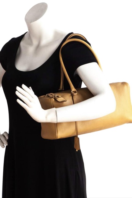 Prada Vitello Daino Top Handle Camel Leather Tote