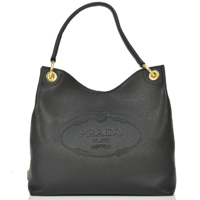 Prada Vitello Daino Womens Satchel 1bc051 Black Leather Tote