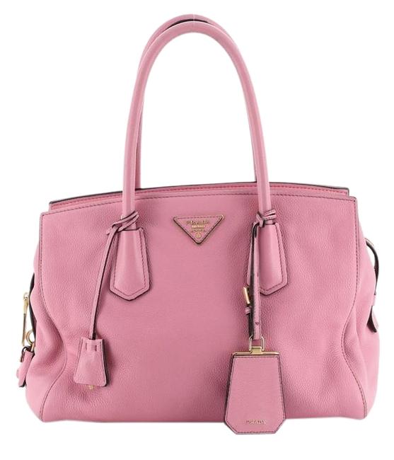 Prada Vitello Daino Zip Around Medium Pink Leather Tote