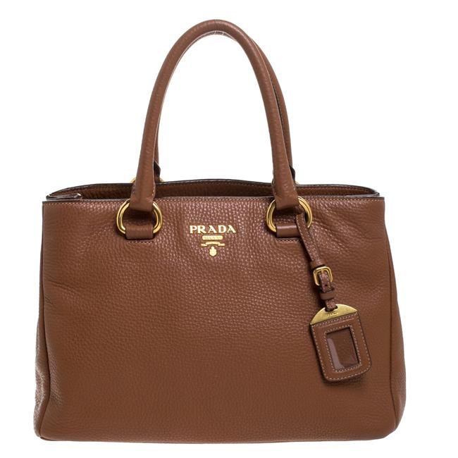 Prada Vitello Danio Medium Brown Leather Tote