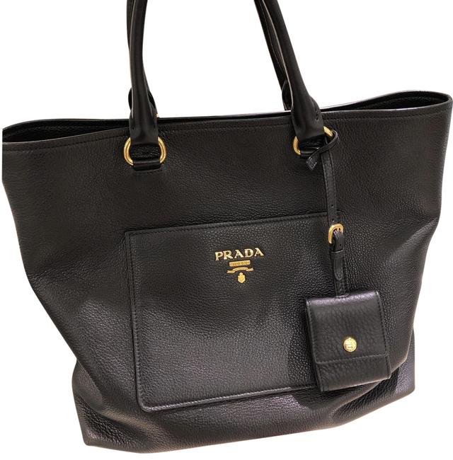 Prada Vitello Diano Black Leather Tote