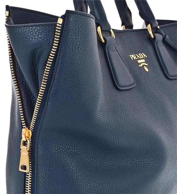 Prada Daino Bag Phenix Vitello Bn2419 Blue Leather Tote