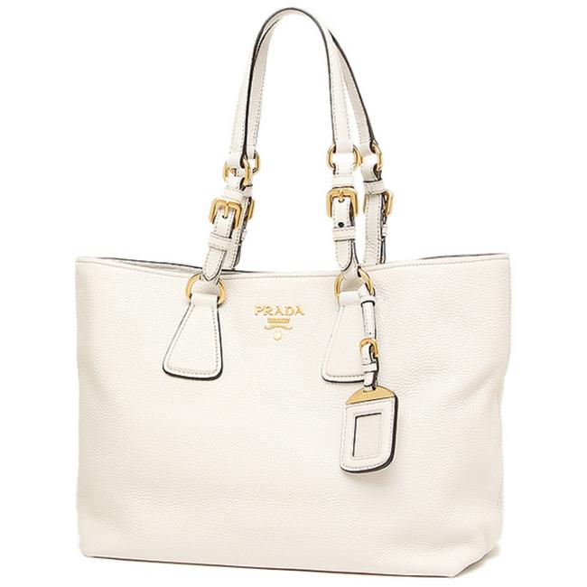 Prada Shopping Phenix Vitello Handbag 1bg043 White Leather Tote
