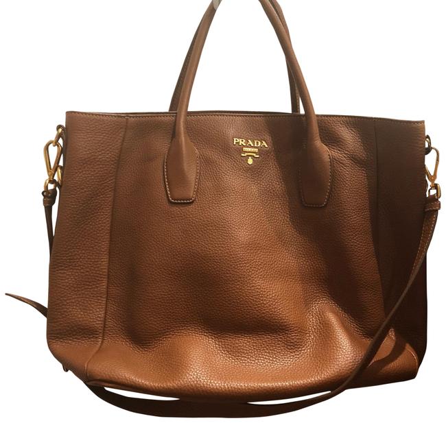 Prada Bag Vitelo Brown  Caramel Leather Tote