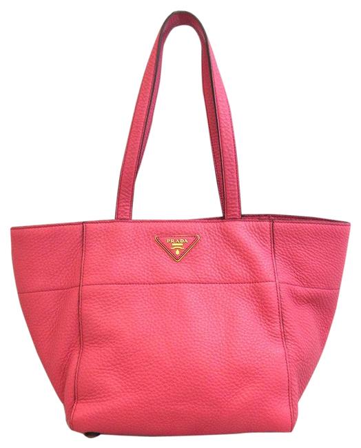 Prada Vittero Dino Br5092 Ladies Peonia  Pink Leather Tote