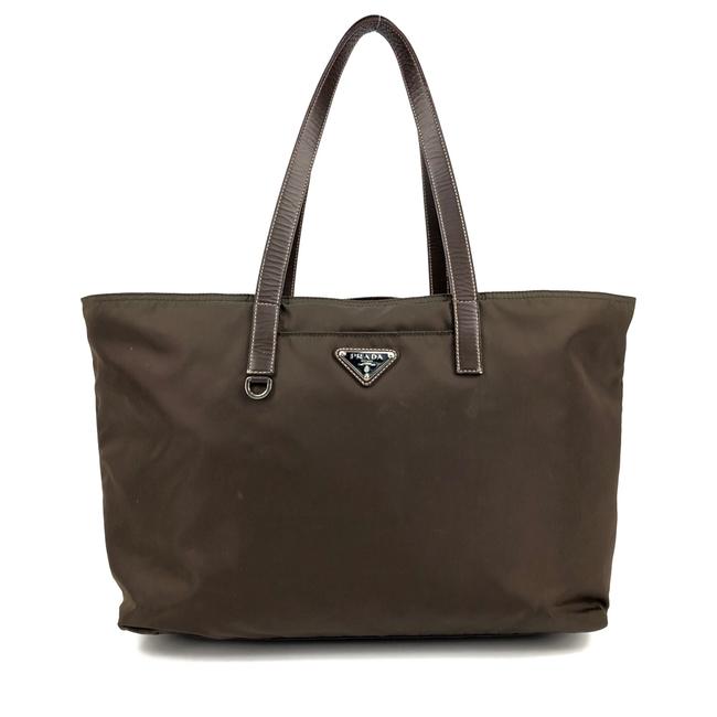 Prada W Handbag  Logo Khaki Polyester Tote