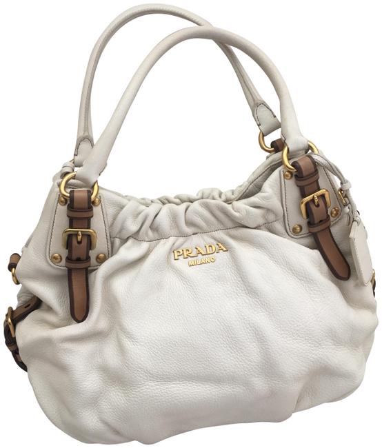 Prada White Deerskin Leather Tote