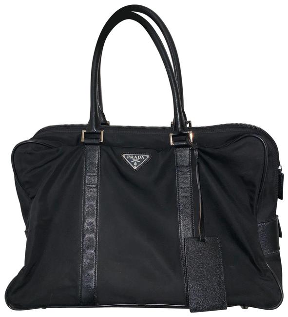 Prada With Black Nylon and Saffiano Leather Tote
