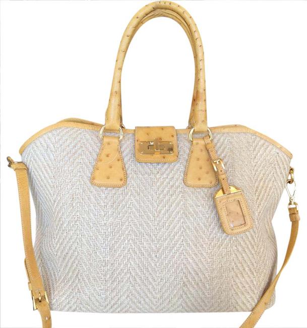Prada With Natural StrawYellow StrawOstrich Leather Tote