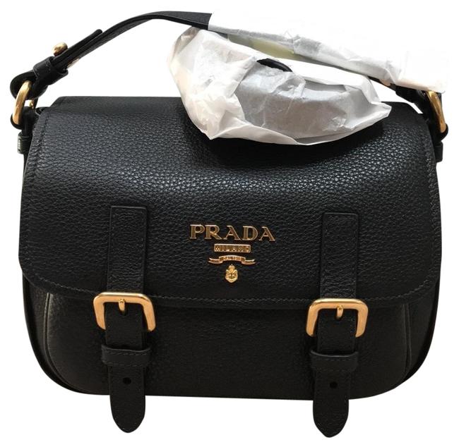 Prada 1bd092 Black Vitello Phenix Calfskin Messenger Bag