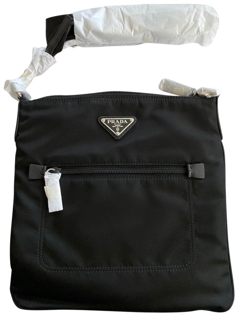 Prada 1bh716 Black Nylon Messenger Bag