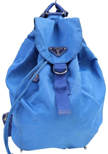 Prada 870110 Blue Nylon Backpack