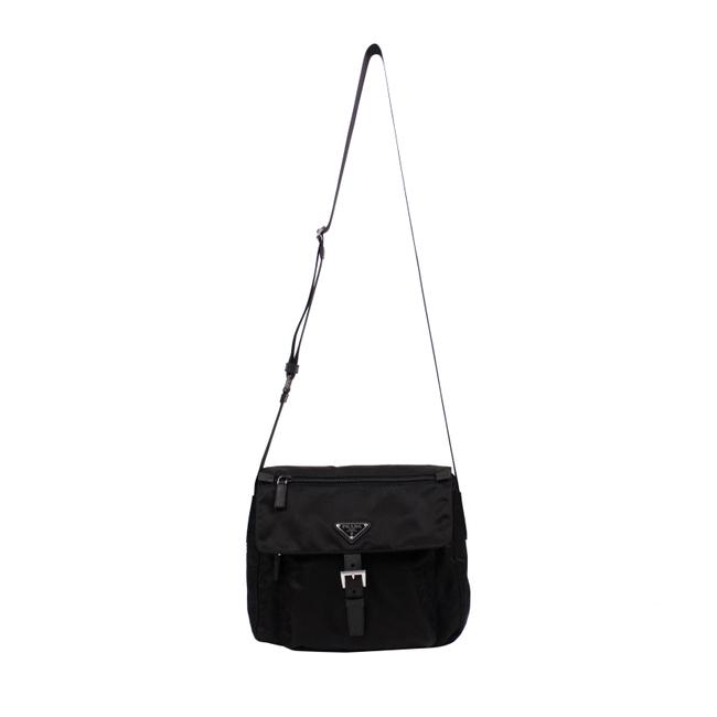 Prada Adjustable Strap Black Nylon Messenger Bag