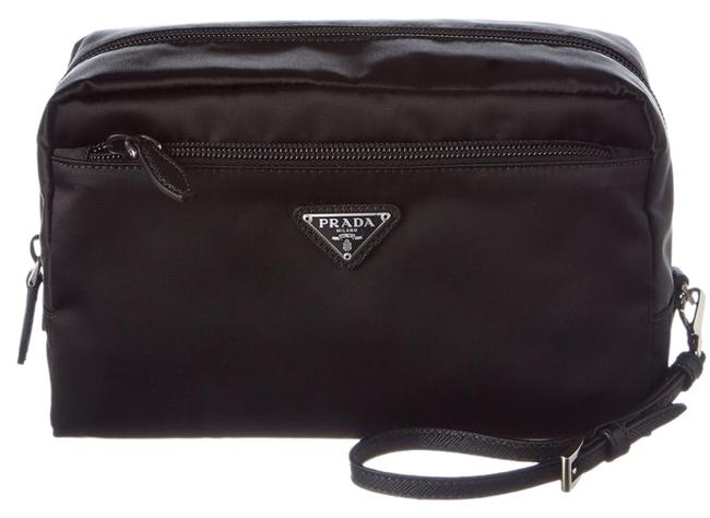 PradaSaffiano Leather Black Nylon Wristlet