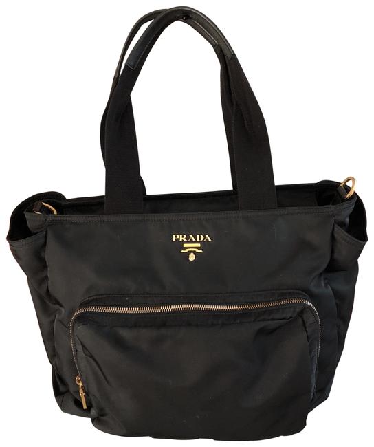 Prada BagTote Black Nylon and Saffiano Leather Diaper Bag