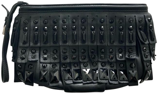 Prada Beaded Fringe Black Nappa Leather and Crystal Wristlet