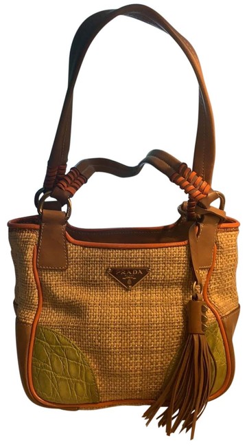 Prada Beige Straw Baguette