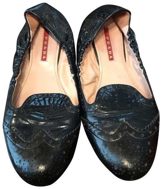 Prada Black and Dark Navy Blue Oxford Ballet Flats