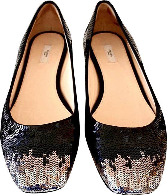 Prada BlackSilver Ombre Sequin Flats