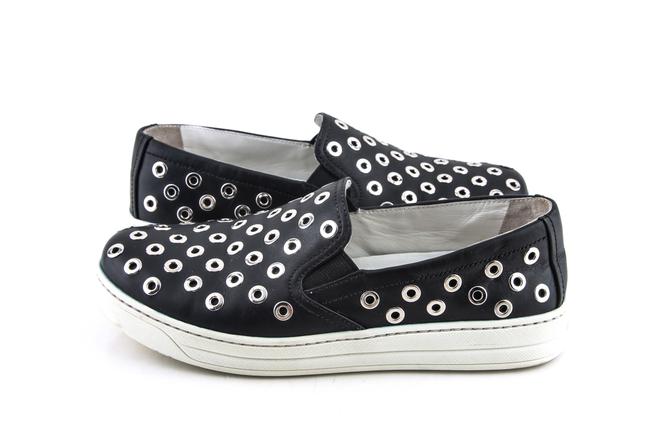 Prada Black Grommet Slip on Sneaker Flats