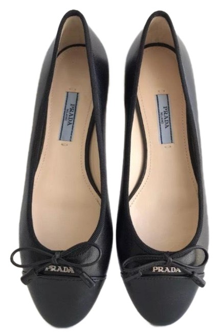 Prada Black Leather Ballerina Flats