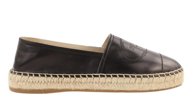 Prada Black Leather Espadrilles Flats