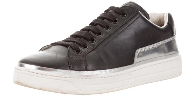 Prada Black Leather Fashion Sneakers Flats
