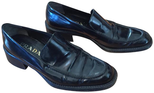 Prada Black Leather Loafers In Flats