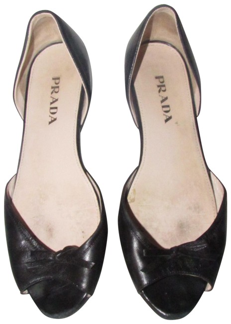 Prada Black Leather ShoesDesigner Flats