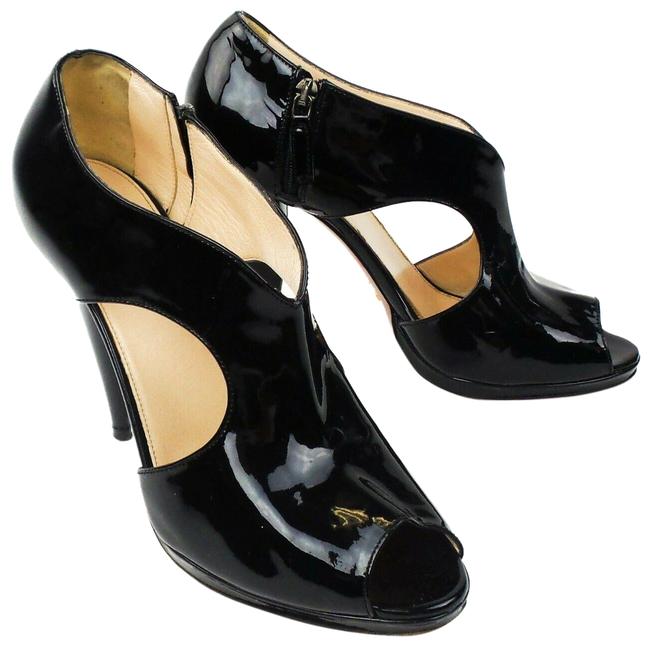 Prada Black Patent Cutout BootsBooties