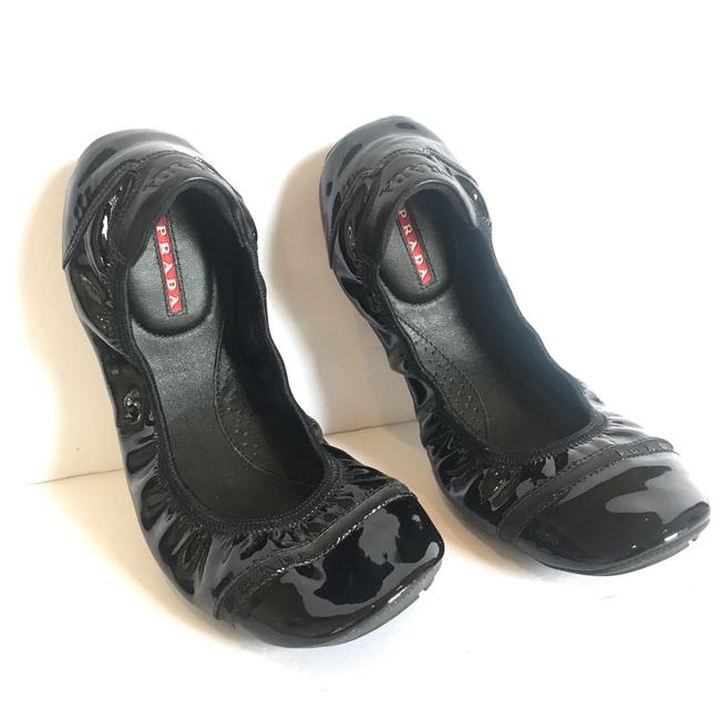 Prada Black Patent Sport Ballerina Flats