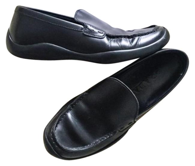 Prada Black Rubber Sole Loafer Flats
