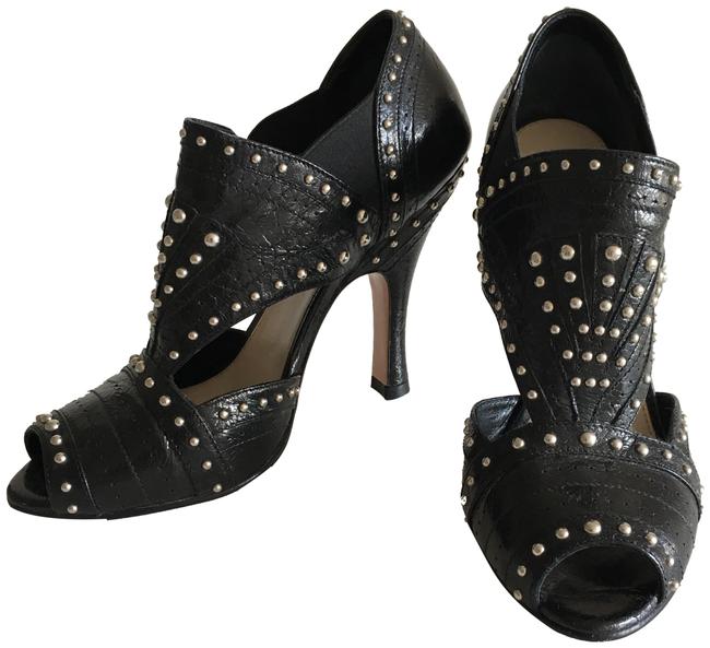 Prada Black Studded Open toe BootsBooties Narrow 