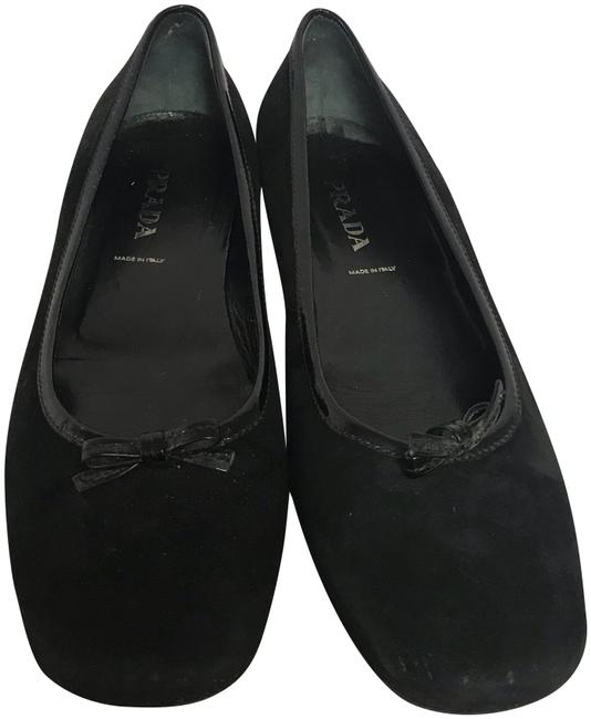 Prada Black Suede Leather Flats