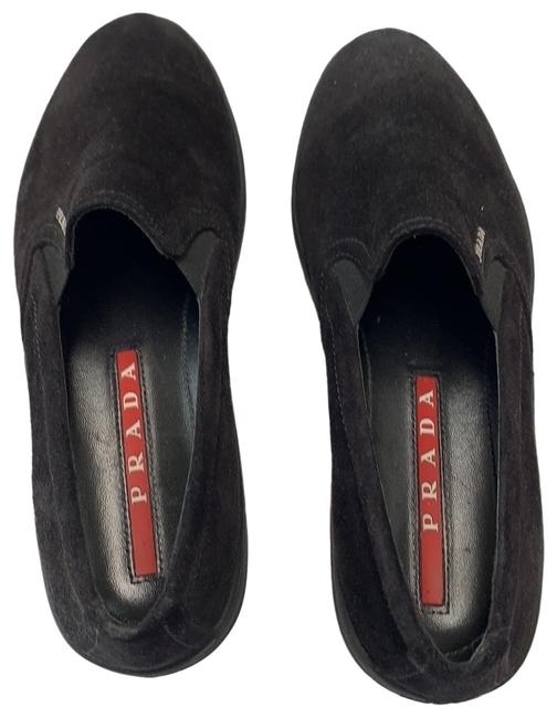 Prada Black Suede Slip On Flats