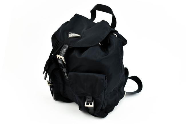 Prada Black Vela NylonLeather M Backpack