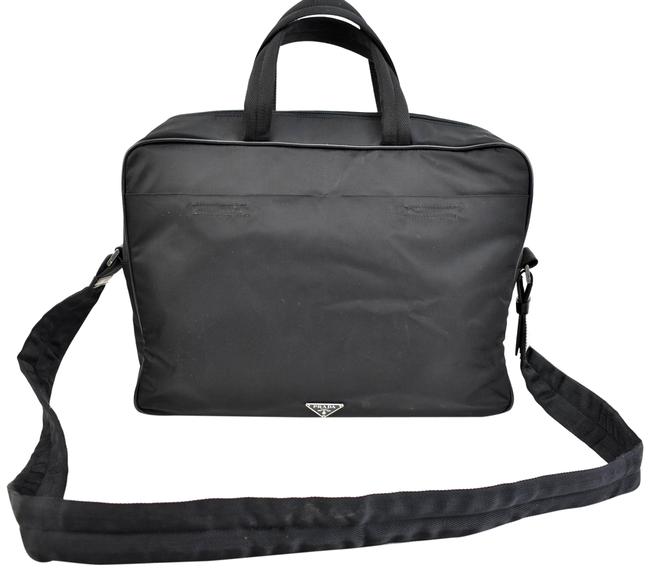 Prada Black Vela NylonLogo Executive ToteBriefcase Ns Laptop Bag