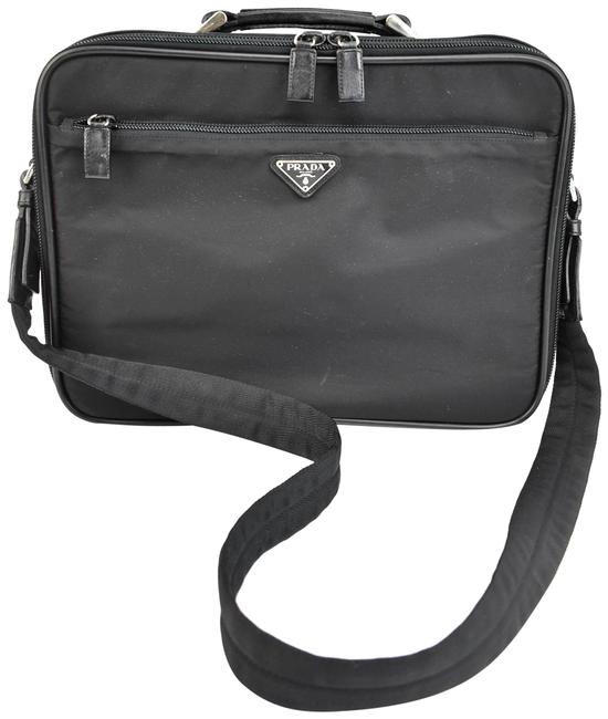 Prada Black Vela NylonLogo Executive ToteBriefcase Nt Laptop Bag