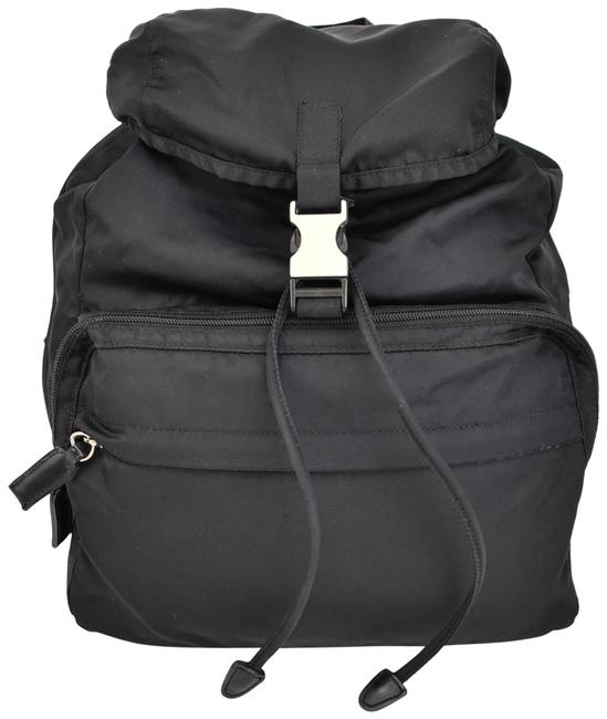 Prada Black Vela NylonLogo Pw Backpack