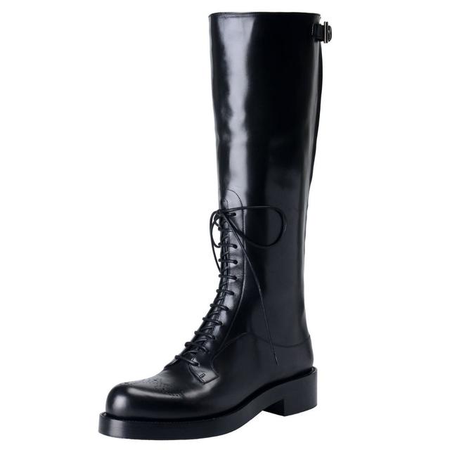 Prada Black Womens Leather Riding BootsBooties